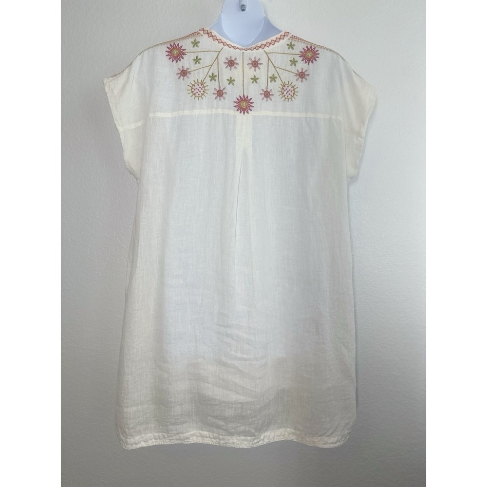JOHNNY WAS Biya Sz: XL Ivory Elektra Dress Floral Embroidered Linen - Picture 2 of 4